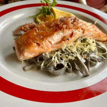 La Playita - Salmon with squid ink pasta - Mexican Near Me - Puerto Vallarta, JAL
