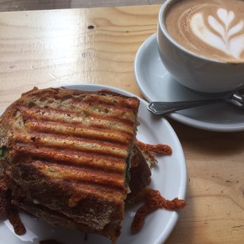 Knockbox Coffee - Chicken Club toastie & mocha latte - Coffee & Tea Near Me - London, XGL
