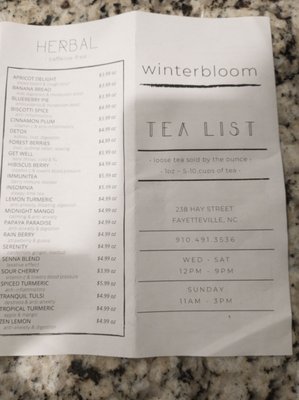 Menu photo 5 Winterbloom Tea Fayetteville, NC Menu photo 5 Winterbloom Tea Fayetteville, NC