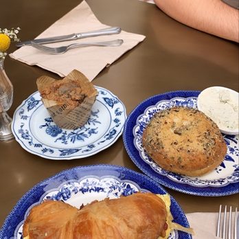 Clayton's Bakery & Bistro - Egg, Bacon, Fontina on Butter Croissant Bagel Herb cream cheese Blueberry muffin - Bakeries Near Me - Coronado, California Clayton's Bakery & Bistro - Egg, Bacon, Fontina on Butter Croissant Bagel Herb cream cheese Blueberry muffin - Bakeries Near Me - Coronado, California