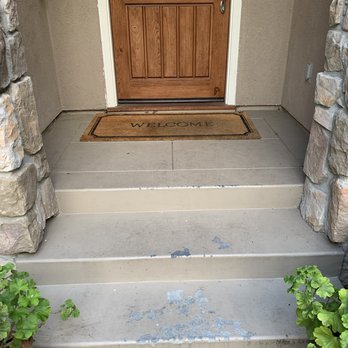 Boomerang - Before photo of peeling, painted concrete entry. - Masonry/Concrete Near Me