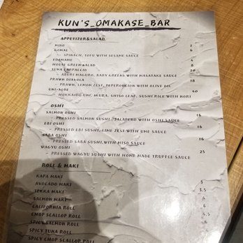 Kun's Omakase Bar - Menu - Japanese Near Me - Richmond, British Columbia