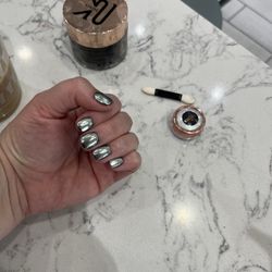 NK Nails and Spa - Dip powered nails with chrome top layer
