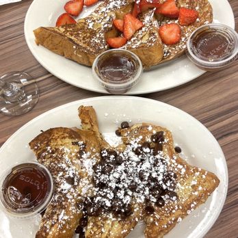 Mayor’s Cafe Miami Lakes - Half French Toast (3 Pieces) with chocolate chips and strawberry toppings - Cafes Near Me - Miami Lakes, Florida Mayor’s Cafe Miami Lakes - Half French Toast (3 Pieces) with chocolate chips and strawberry toppings - Cafes Near Me - Miami Lakes, Florida