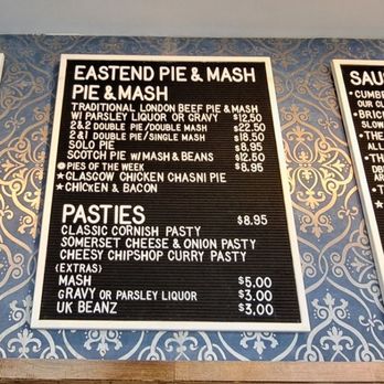 Eastend Pie & Mash - Menu (June 2026) - British Near Me - Toronto, Ontario Eastend Pie & Mash - Menu (June 2026) - British Near Me - Toronto, Ontario