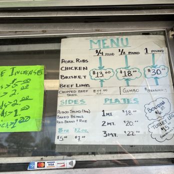 Two Brothers Smokin Oak Kitchen - Menu (as of 10/8/26) with price increase on left - Food Trucks Near Me - Houston, Texas