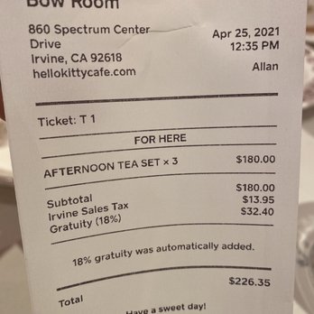 Hello Kitty Cafe - It was worth every penny - Cafes Near Me - Irvine, California