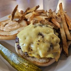 Everyday People Cafe - Double smash burger with fries.