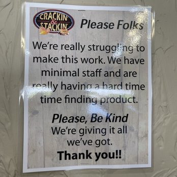 Crackin' & Stackin' - a sign on a wall - Breakfast & Brunch Near Me - Eagle Point, Oregon
