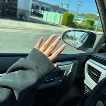 JK Nails - Almond french tip with chrome - Nail Salons Near Me - Los Angeles, California JK Nails - Almond french tip with chrome - Nail Salons Near Me - Los Angeles, California
