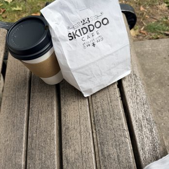 23 Skiddoo Cafe - Bagel and latte.  Oat Milk - Cafes Near Me - Bloomfield, New Jersey