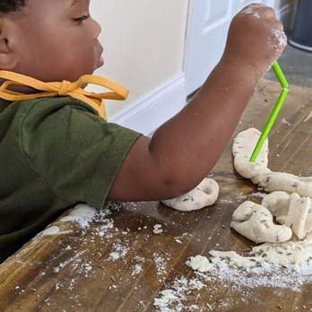 Little Play Place - Toddler playing with homemade lavender play dough. - Indoor Playcenter Near Me - Tampa, Florida