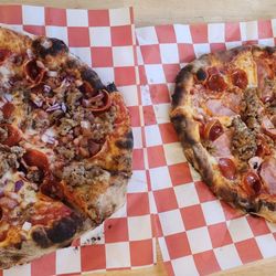 Cinders Wood Fired Pizza - All meat with onions and a build your own