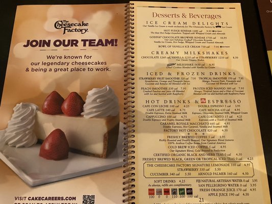 Menu photo 2 The Cheesecake Factory Sunrise, FL Menu photo 2 The Cheesecake Factory Sunrise, FL