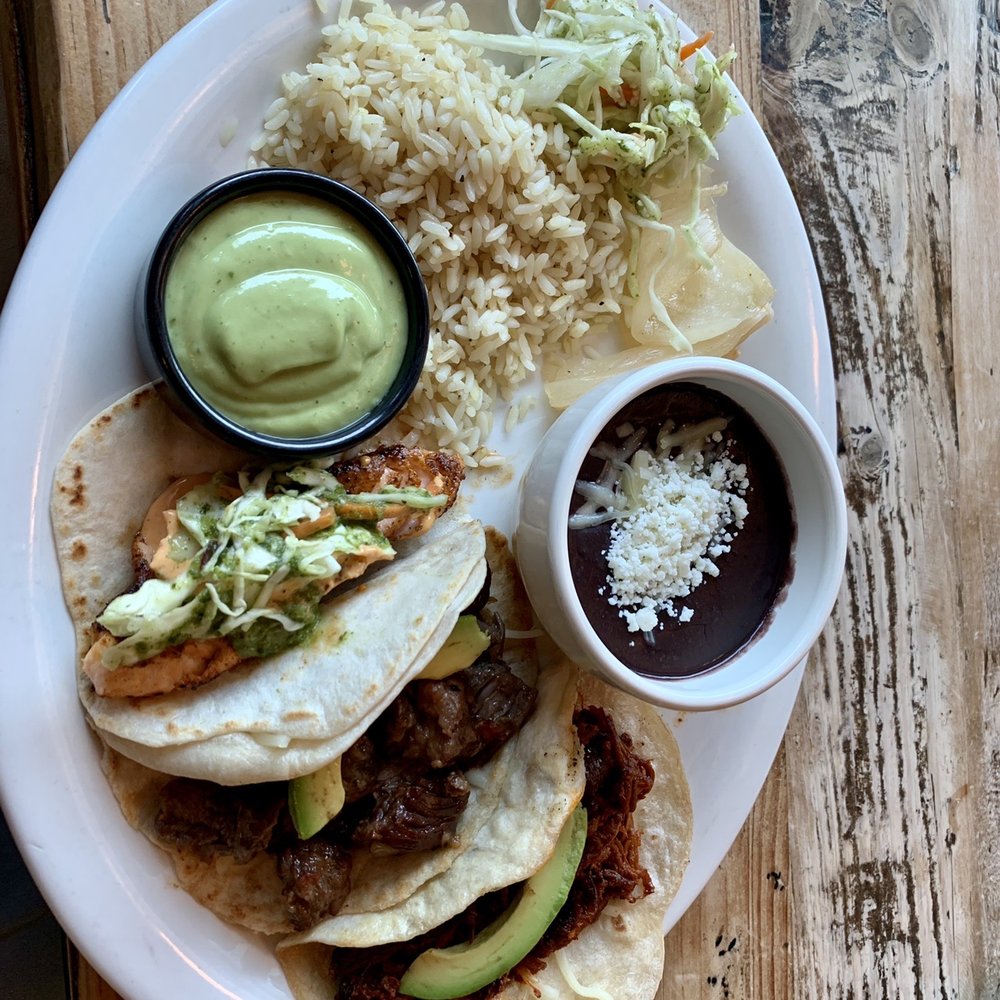 Petra - 3 taco plate, beef, salmon and pork - Mexican Near Me - McKinney, Texas