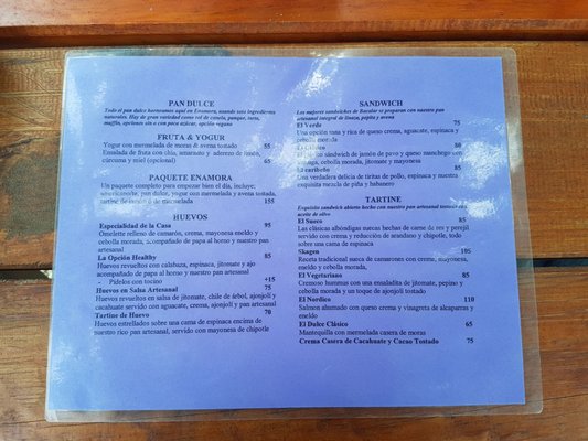 Menu photo 3 Enamora Bacalar, ROO Menu photo 3 Enamora Bacalar, ROO
