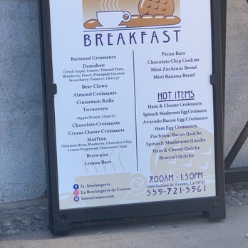 La Boulangerie - Breakfast menu - Bakeries Near Me - Fresno, California