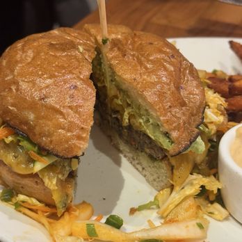 Cafe Flora - Kimchi Black Bean Burger - Vegetarian Near Me - Seattle, Washington Cafe Flora - Kimchi Black Bean Burger - Vegetarian Near Me - Seattle, Washington