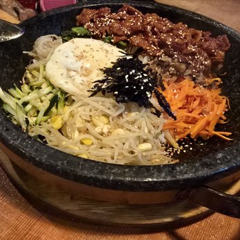 Minari - Spicy Pork Stone Bibimbap - Korean Near Me - San Bruno, California Minari - Spicy Pork Stone Bibimbap - Korean Near Me - San Bruno, California