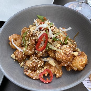 Shaker + Spear - Crunchy Sesame Peanut Shrimp, Chili Green Onion - Seafood Near Me - Seattle, Washington Shaker + Spear - Crunchy Sesame Peanut Shrimp, Chili Green Onion - Seafood Near Me - Seattle, Washington