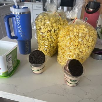 Samurai - Two peanut butter chocolate swirl and butter popcorn extra butter and Hurricane mix with furikake and mochi crunch extra butter - Ice Cream & Frozen Yogurt Near Me - Honolulu, Hawaii