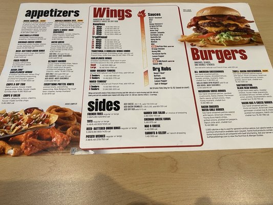 Menu photo 1 Buffalo Wild Wings Terrell, TX