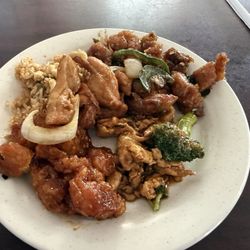 Golden Dragon - A plate of several items from the buffet