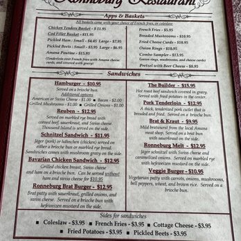 Ronneburg Restaurant - Menu - German Near Me - Amana, Iowa Ronneburg Restaurant - Menu - German Near Me - Amana, Iowa