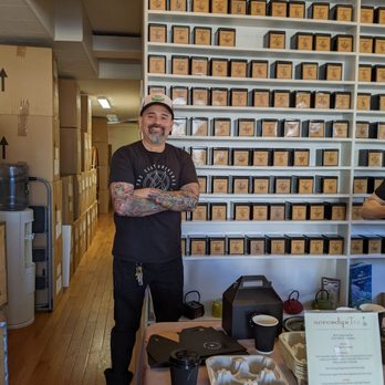 SerendipiTea - Co-owner Chris and his wall of teas - Coffee & Tea Near Me - Manhasset, New York SerendipiTea - Co-owner Chris and his wall of teas - Coffee & Tea Near Me - Manhasset, New York