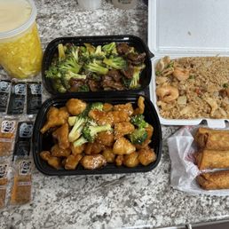 Family meal deal with added on large egg drop soup. Family meal deal with added on large egg drop soup.