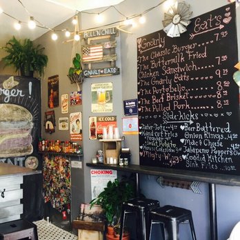 Gnarly Eats - Chalkboard wall menu and cute decor - Burgers Near Me - Brooklyn, New York