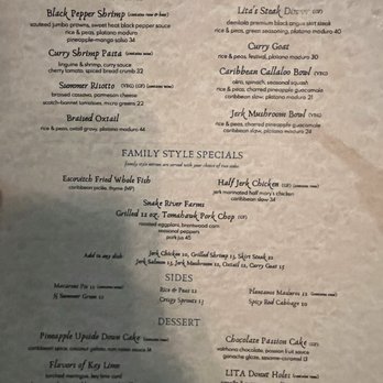 LITA - Dinner menu 2/2 - Caribbean Near Me - Walnut Creek, California LITA - Dinner menu 2/2 - Caribbean Near Me - Walnut Creek, California