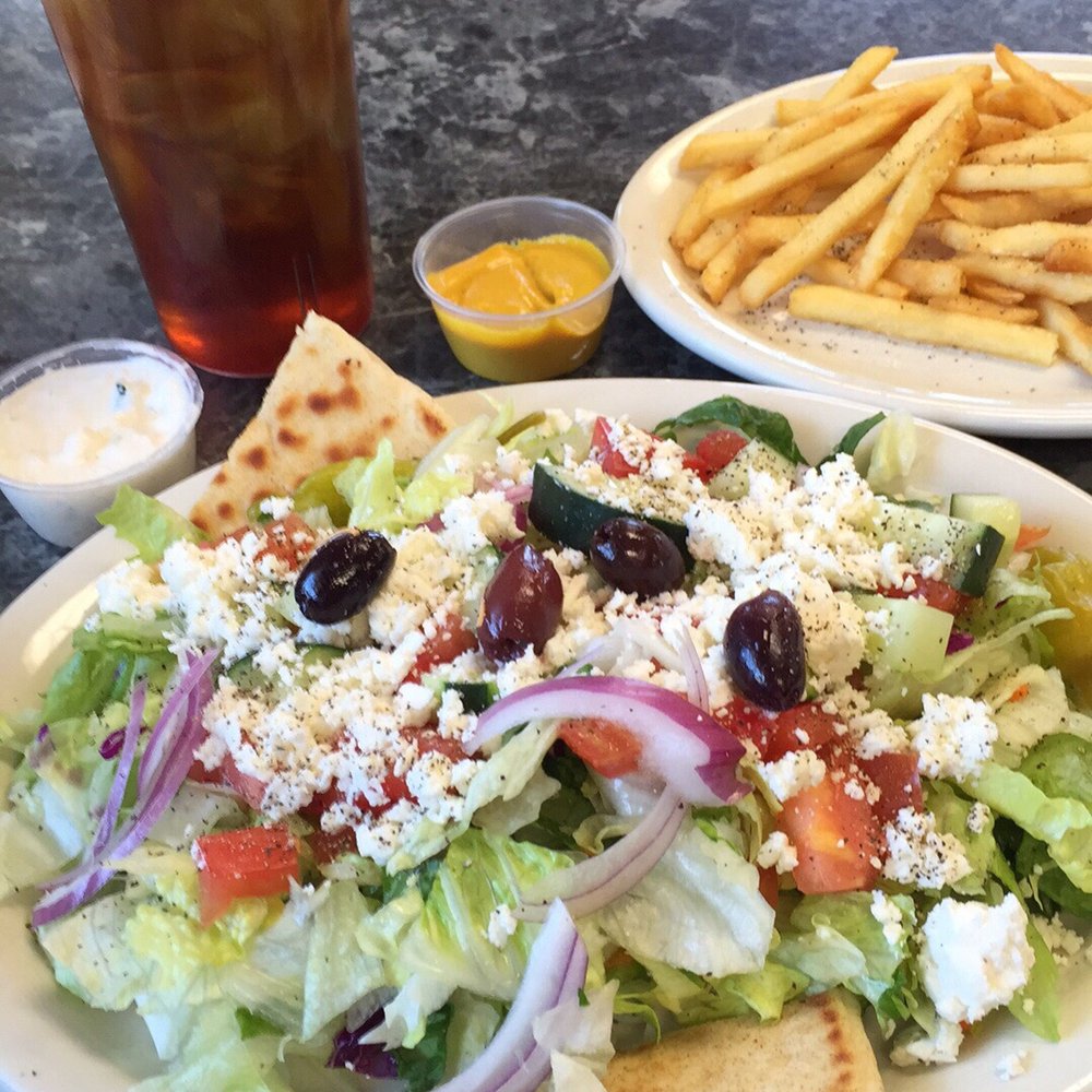 AJ Family Restaurant - Greek Salad, and I just couldn't pass up their fries! - Greek Near Me - Monroe, North Carolina