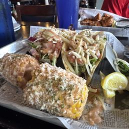 Shrimp tacos w/ street corn Shrimp tacos w/ street corn