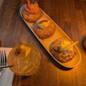 Yeiboh Kitchen - Deep fried biscuit flight and brown sugar peach margarita - New American Near Me - Baltimore, Maryland Yeiboh Kitchen - Deep fried biscuit flight and brown sugar peach margarita - New American Near Me - Baltimore, Maryland