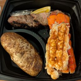 Lobster and Steak. The steak tastes worse than it looks. Lobster and Steak. The steak tastes worse than it looks.