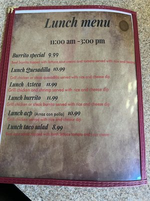 Menu photo 1 El Azteca Mexican Restaurant Hinton, WV Menu photo 1 El Azteca Mexican Restaurant Hinton, WV