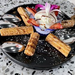 Blue Agave Bar & Grill - Churro with vanilla ice cream
