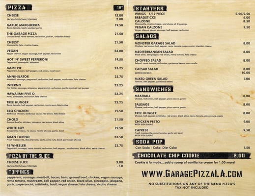 Menu photo 7 Garage Pizza Los Angeles, CA