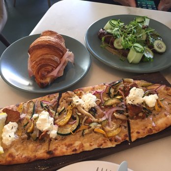 La Palma - Ham and cheese croissant, pizza (looks more like flatbread) and some sort of pork dish (very good in my memory). - Italian Near Me - Toronto, Ontario La Palma - Ham and cheese croissant, pizza (looks more like flatbread) and some sort of pork dish (very good in my memory). - Italian Near Me - Toronto, Ontario