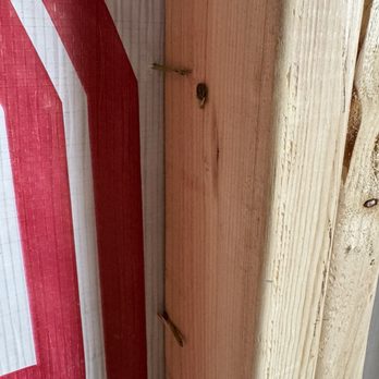 Tuff Shed Spokane Valley - Exposed nails, they should have been nailed into the 2x4 - Building Supplies Near Me - Spokane Valley, Washington Tuff Shed Spokane Valley - Exposed nails, they should have been nailed into the 2x4 - Building Supplies Near Me - Spokane Valley, Washington