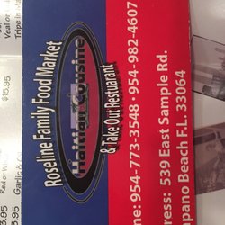 Roseline Family Food Market And Take Out Restaurant - Business card