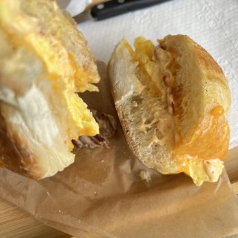 The Grind House - Bacon, egg, and cheese on ciabatta bread - Coffee & Tea Near Me - Bethpage, New York