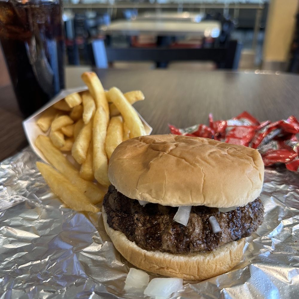 a hamburger and french fries a hamburger and french fries