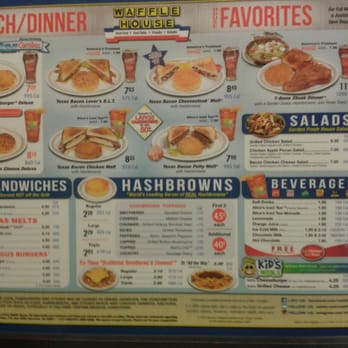 Waffle House - This is half of the lunch /dinner menu. They have a much larger breakfast selection. 15 meals for $5.00 think budget. - Breakfast & Brunch Near Me - Jacksonville, Florida Waffle House - This is half of the lunch /dinner menu. They have a much larger breakfast selection. 15 meals for $5.00 think budget. - Breakfast & Brunch Near Me - Jacksonville, Florida