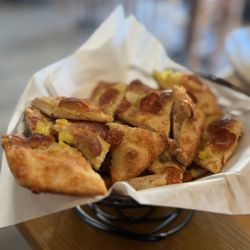 We're Pouring - Natalie Bites (garlic pizza bites with pepperoni and peperoncini; served with pizza sauce)