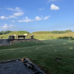 Kincaid Mounds State Historic Site - Mounds viewed from parking area toward exhibition plaques