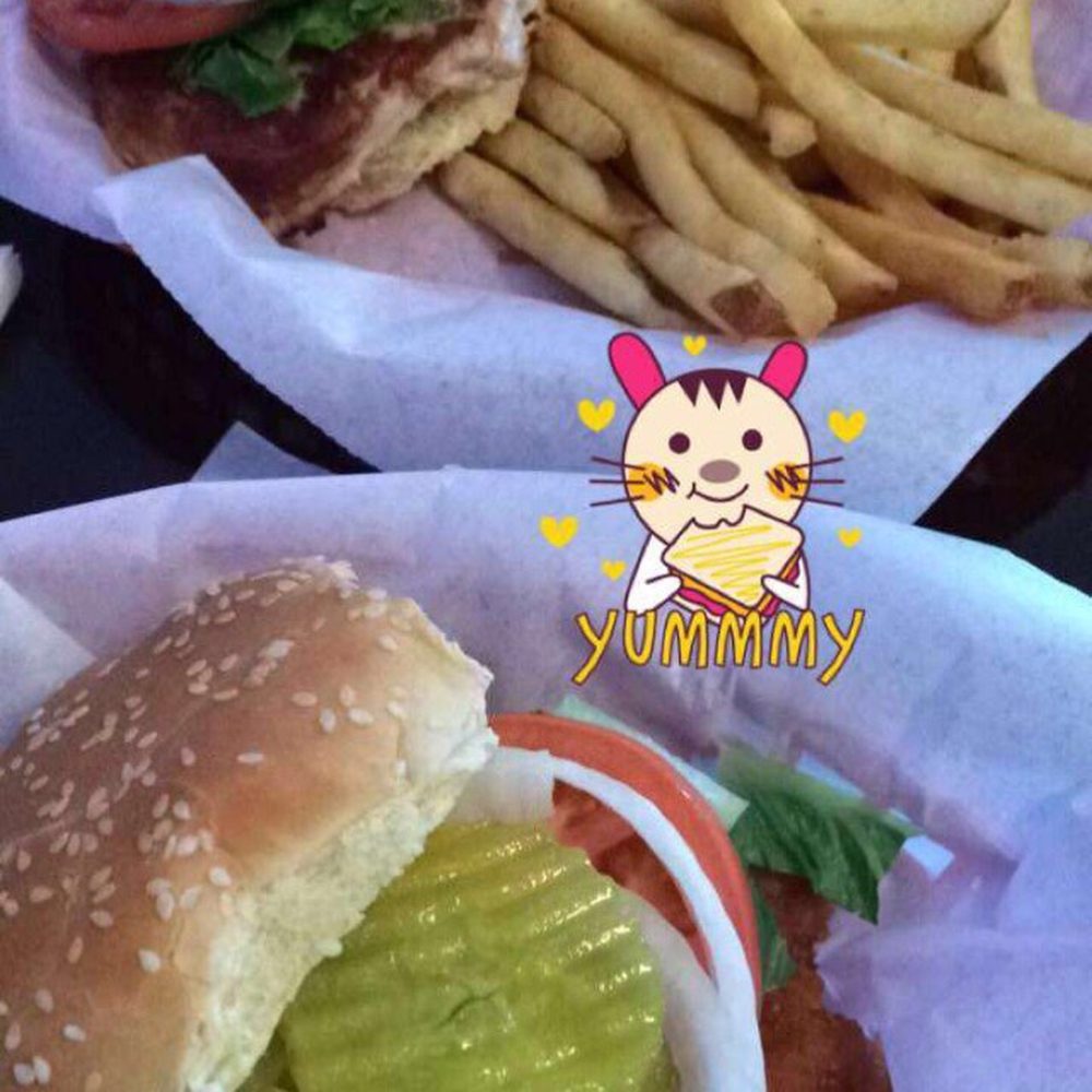 Buffalo chicken sandwich and pork chop sandwich. Buffalo chicken sandwich and pork chop sandwich.