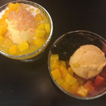 Mango Mango Dessert - Snow white mango juice with sago and pomelo and Strawberry mango juice sago and lychee jelly with mango ice cream and grass jelly - Desserts Near Me - Brooklyn, New York Mango Mango Dessert - Snow white mango juice with sago and pomelo and Strawberry mango juice sago and lychee jelly with mango ice cream and grass jelly - Desserts Near Me - Brooklyn, New York