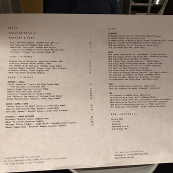 Robin - Drink menu - Sushi Bars Near Me - San Francisco, California Robin - Drink menu - Sushi Bars Near Me - San Francisco, California